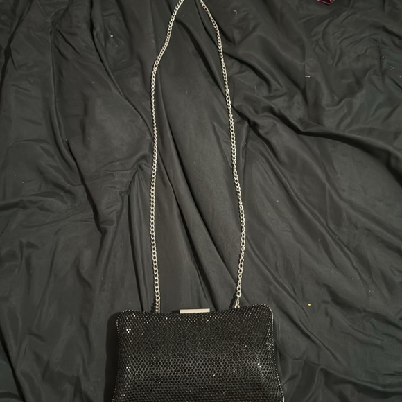 black sparkle clutch with strap - Picture 2 of 3